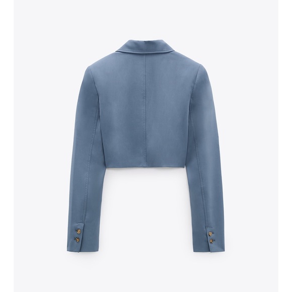 ZARA 2 Piece Topstitched Blazer + Skirt Blue - Picture 8 of 12